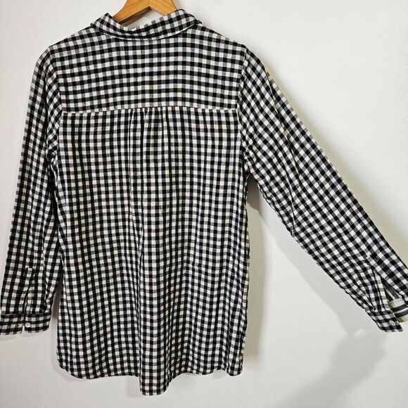 NWOT J JILL CHECKERED/ PLAID HALF BUTTONED SOFT COTTON LONGSLEEVES TOP SMALL - Picture 8 of 15